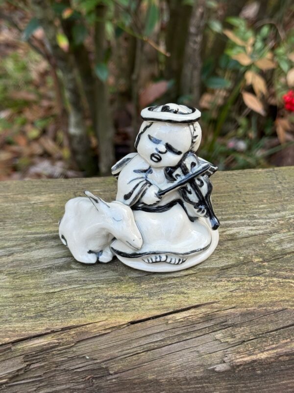 Miniature Porcelain Angel with Violin and Lamb