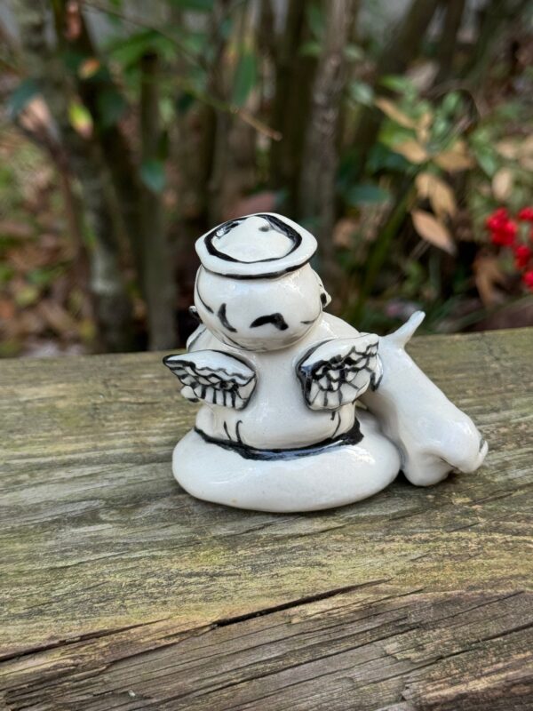 Miniature Porcelain Angel with Violin and Lamb - Image 3